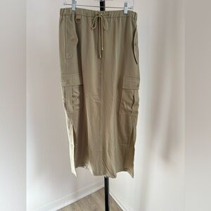 Joie Celery Green Satin Utility Skirt